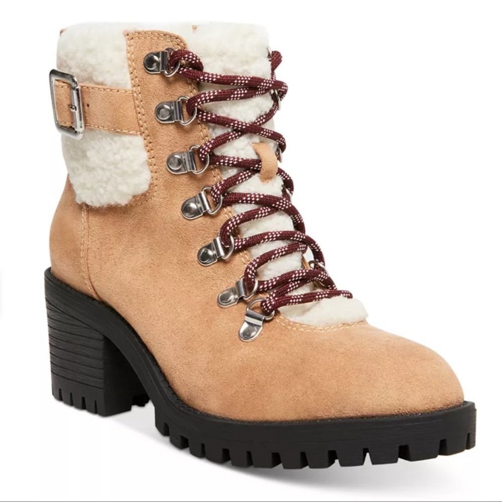 New Madden Girl Women’s Hayess Tan Lace-Up Bootie 5.5